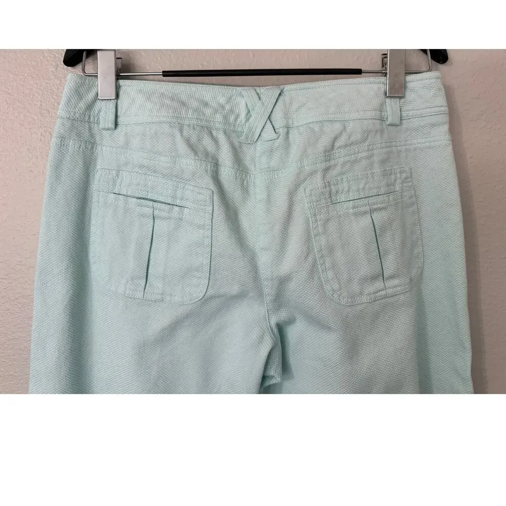 Sandro Light Blue Aqua Textured‎ Wide Leg Cropped Capri Pants Size 10